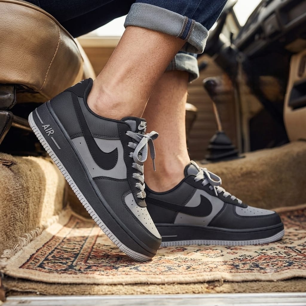 Premium retro court low-top sneakers with layered panel construction, lace-up fastening and thick cushioned sole